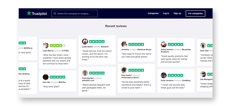 Reviews and Testimonials in an eCommerce website design