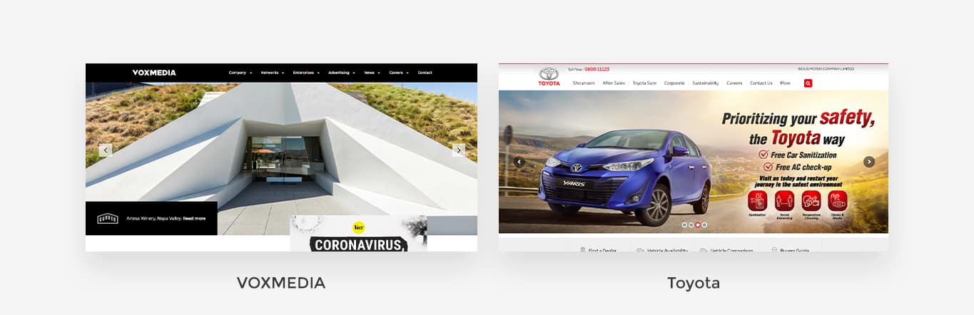 Voxmedia and Toyota: Examples of websites developed in SASS 