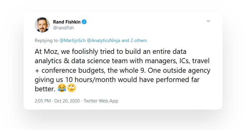 Rand Fishkin's Tweet on hiring agencies
