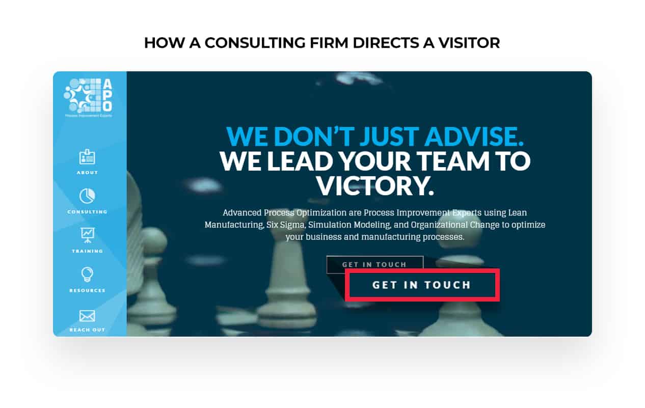 Homepage CTA for a consulting firm